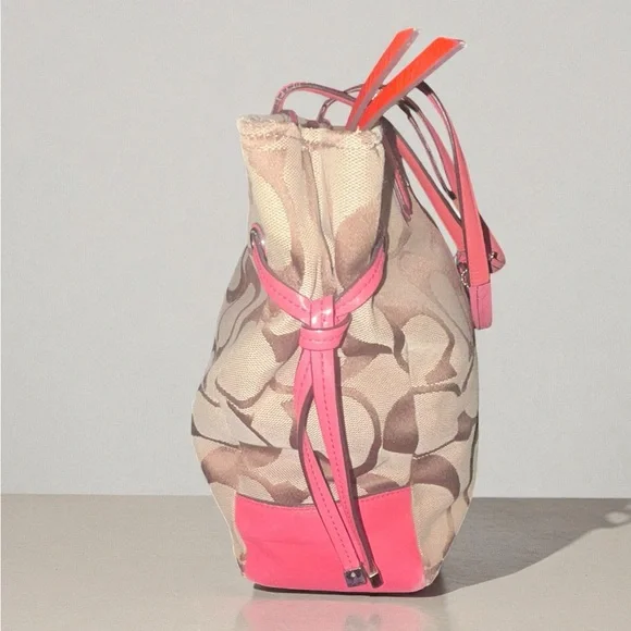 Authentic VINTAGE Coach brown and Pink Tote Bag - Picture 4 of 9